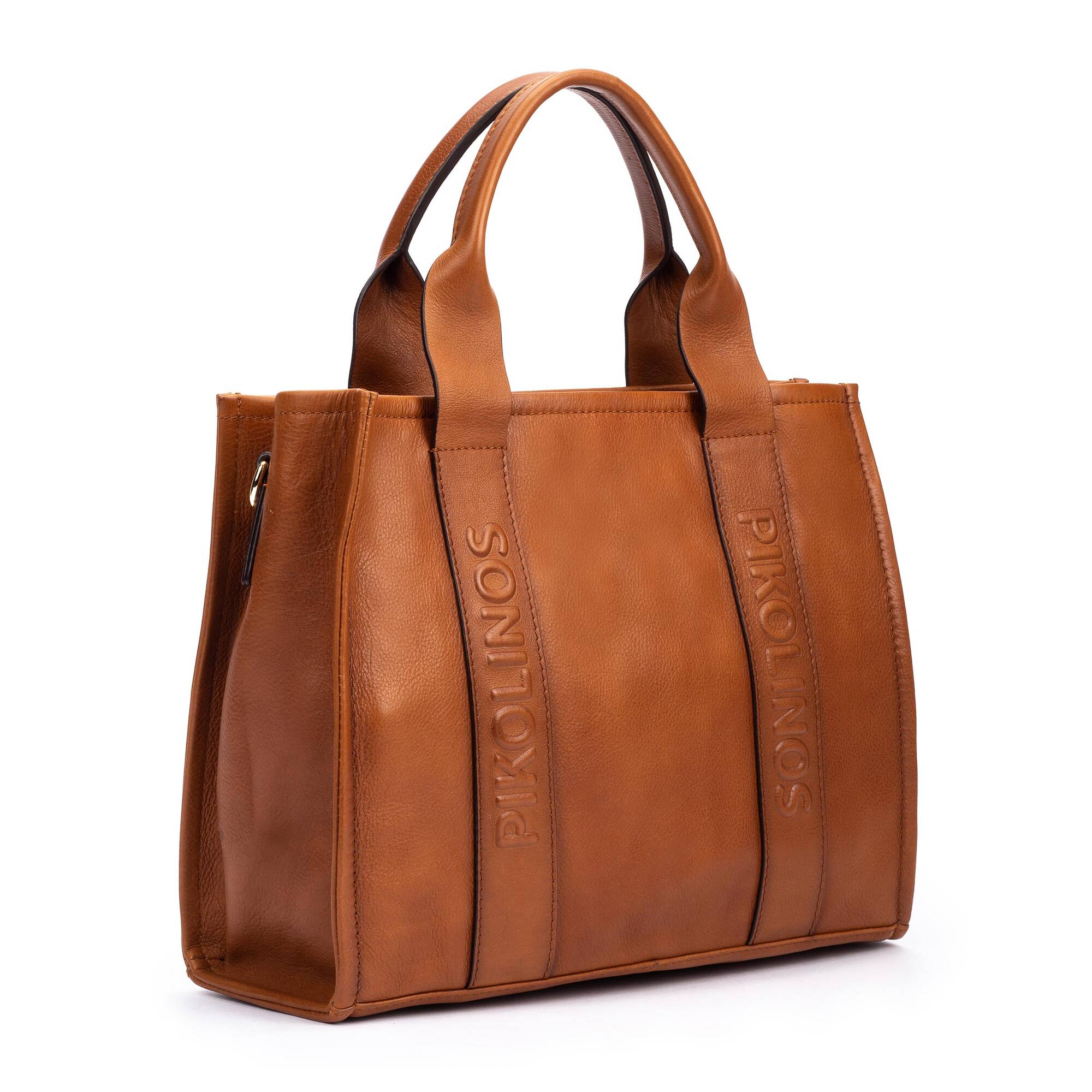 ALCUDIA - Bolso tote de piel con cinta multicolor para mujer