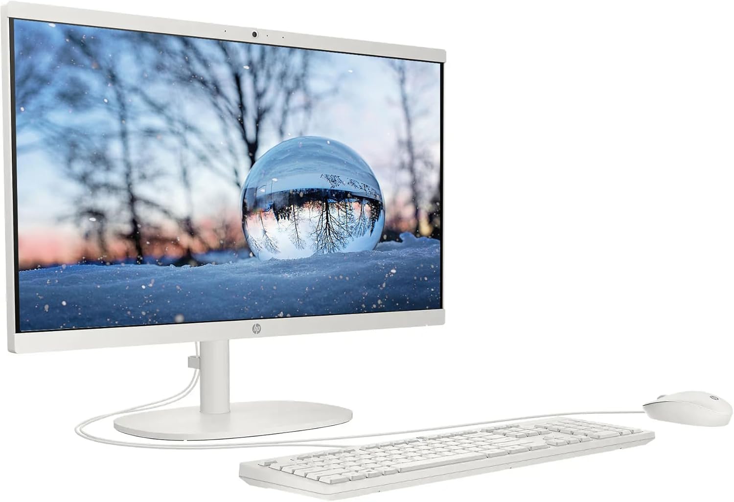 HP 21.5 FHD All-in-One Desktop Computer  32GB RAM 128GB UFS  Quad-Core Intel N100  Windows 11  Keyboard & Mouse  PLUSERA 8-in-1 Hub Included  Cashmere White