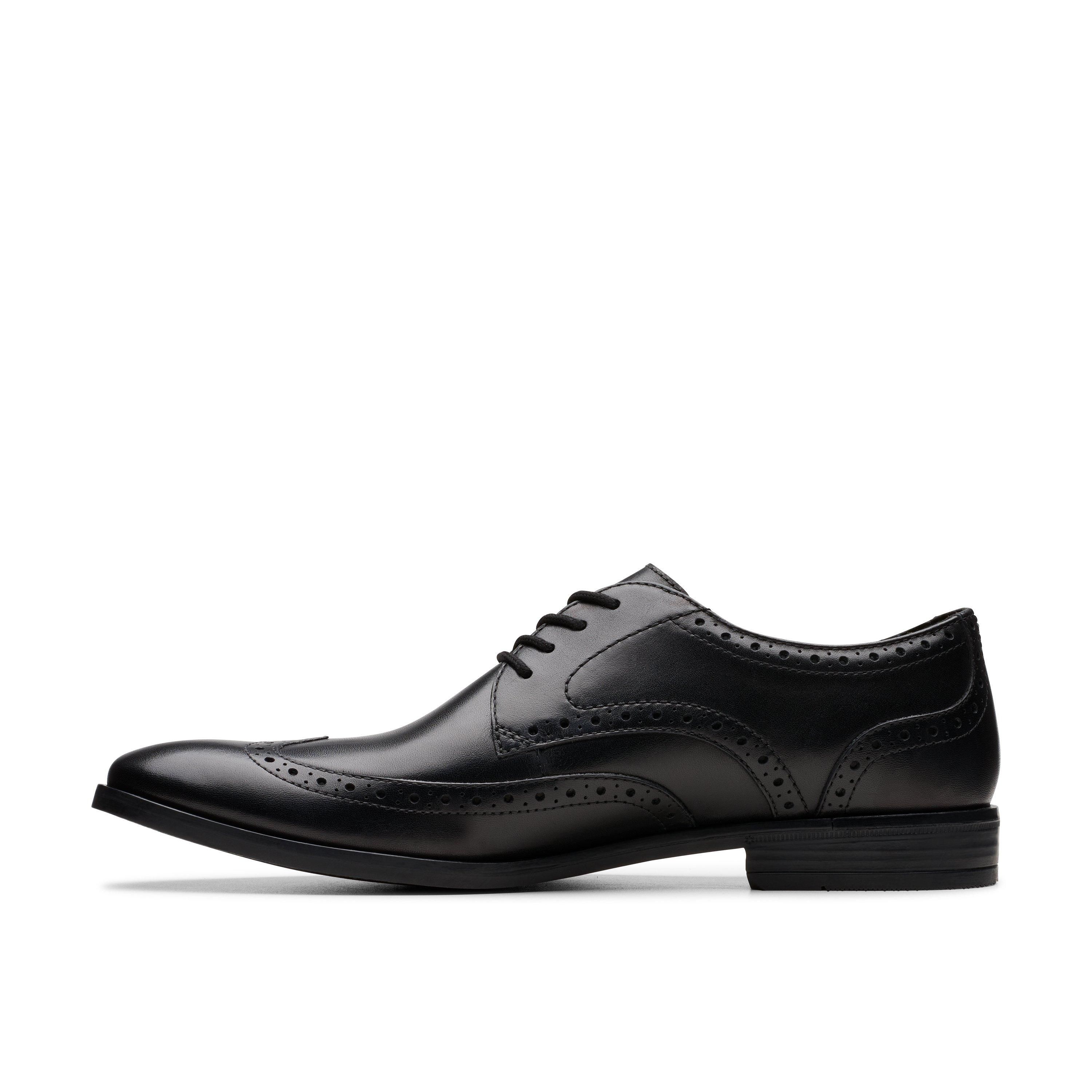 Clarks Brandon Limit Brogue Black Leather Brogues,Lace Up