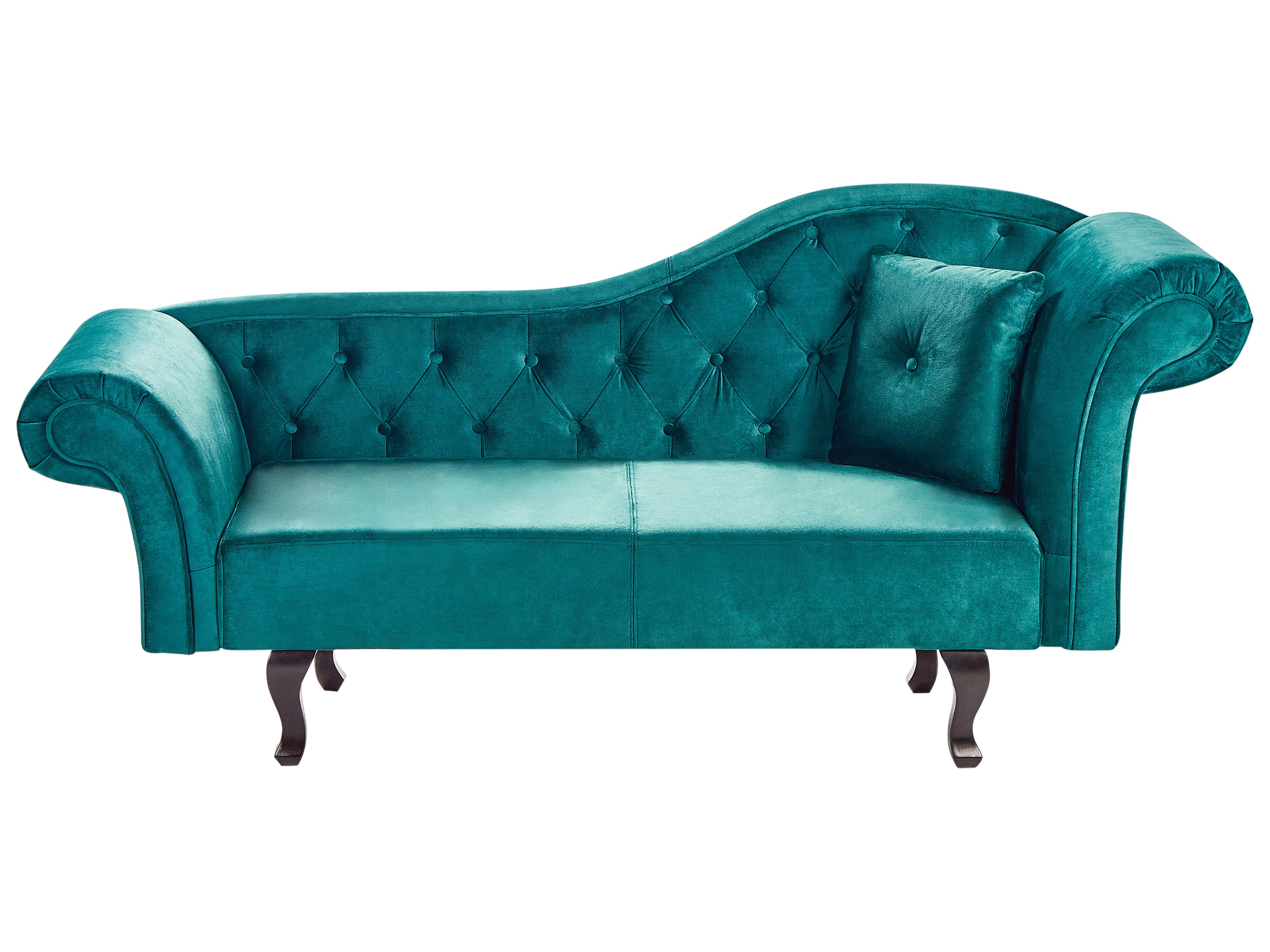 Left-Hand Chaise Longue LATTES II Velvet Emerald Green with Cushion