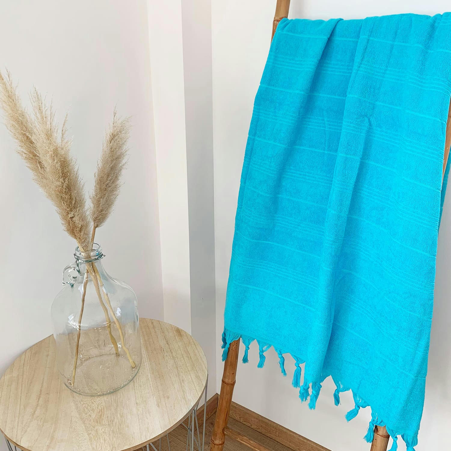 ÉPONGE BOUCLETTE - Fouta Hammam éponge bouclette  bleu turquoise 140 x 180