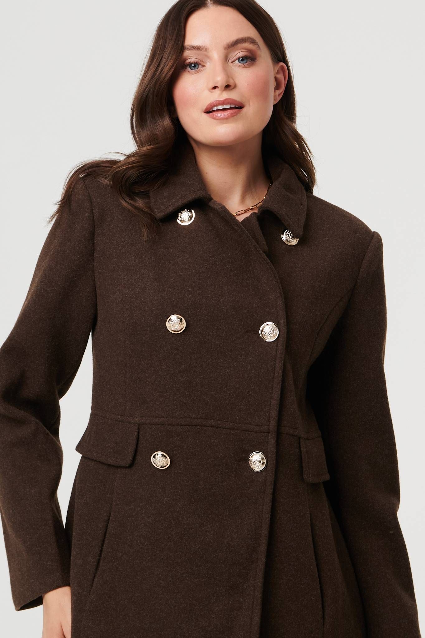 Izabel London Button Detail Double Breasted Jacket