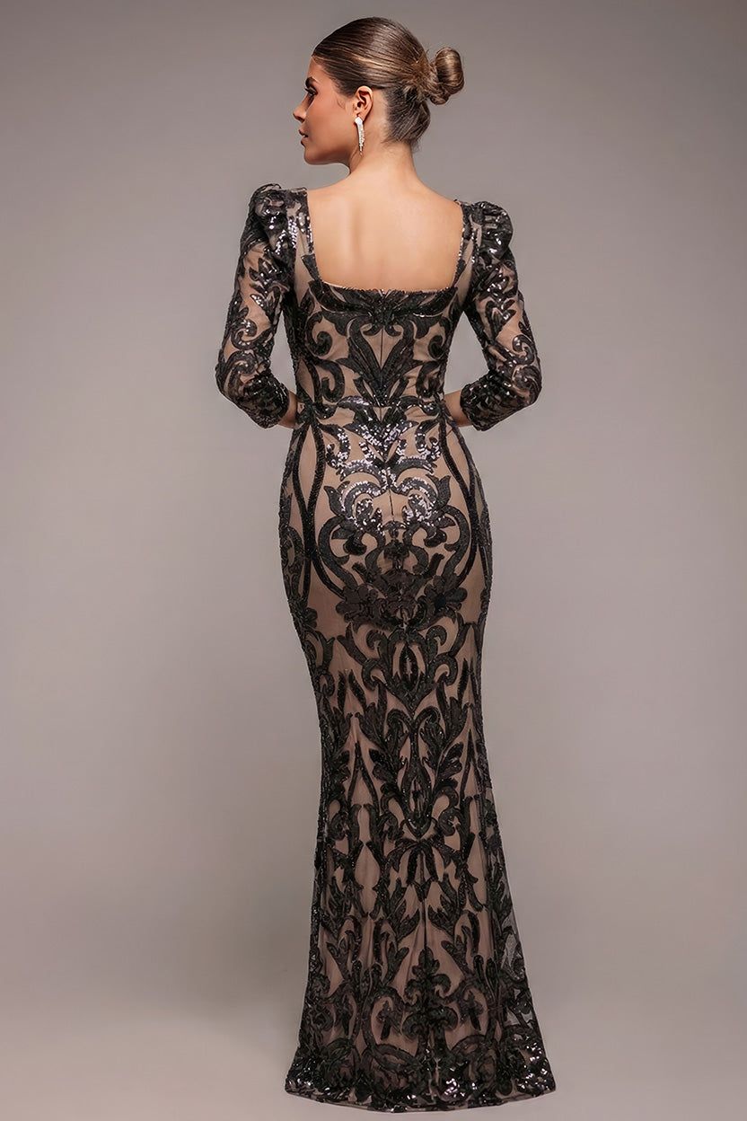 Goddiva Square Neck Scalloped Lace Maxi