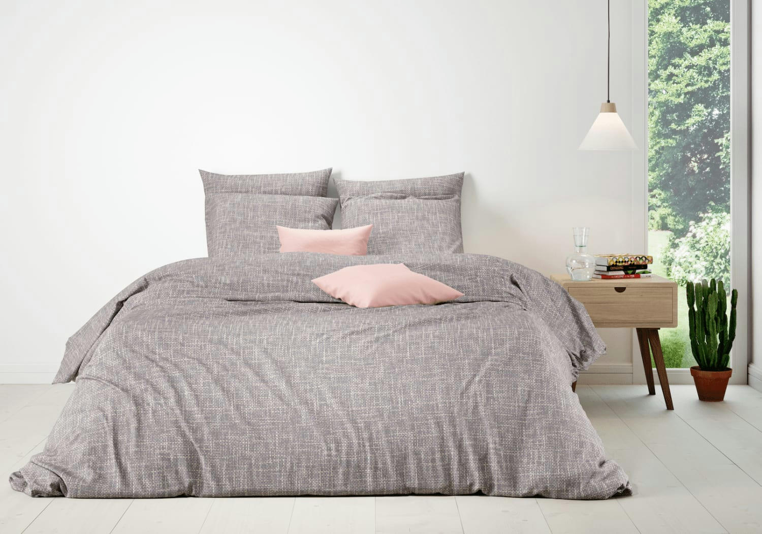 TORNADO - Parure housse de couette coton gris 220x240 cm