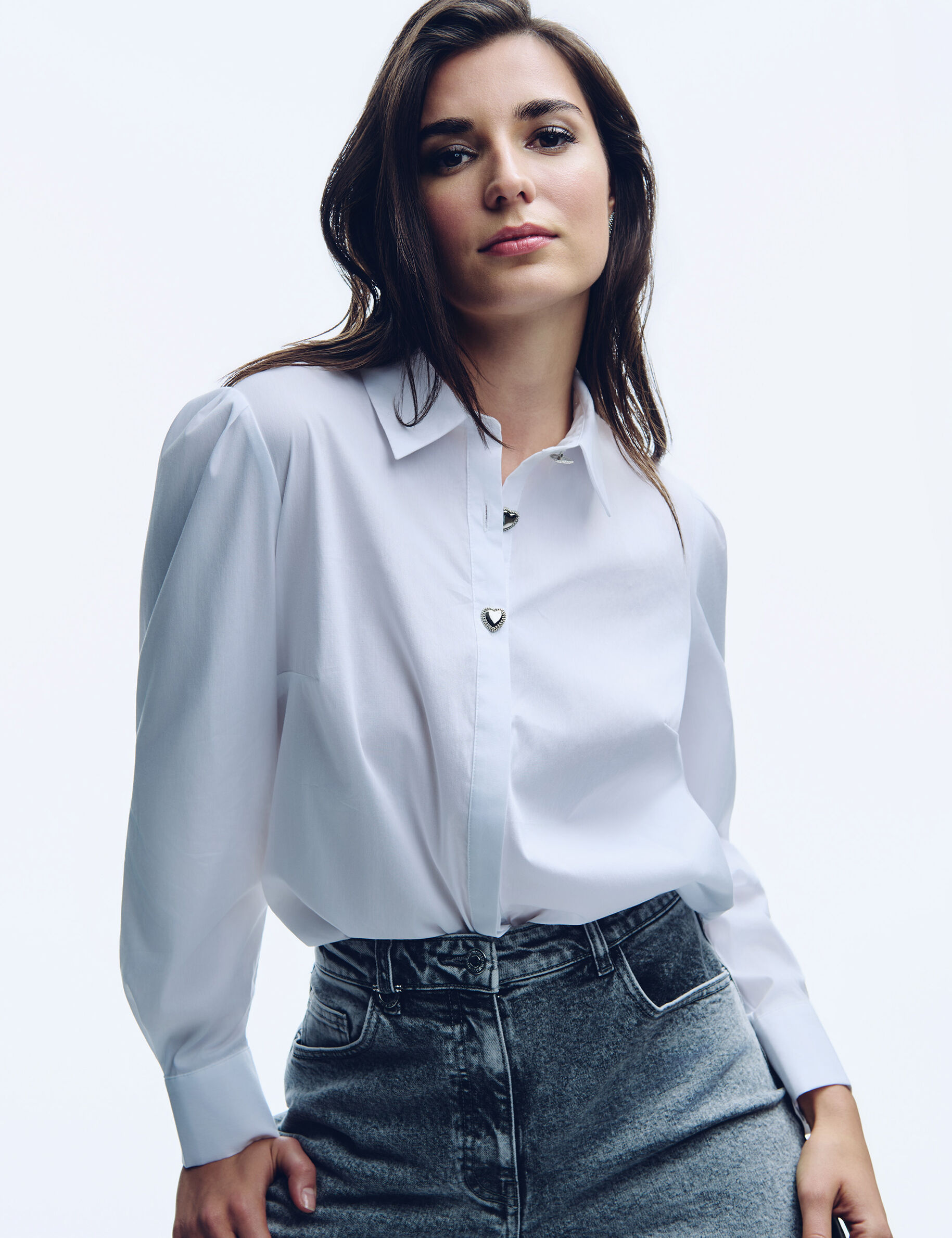 Straight Shirt With Notched Collar White Women