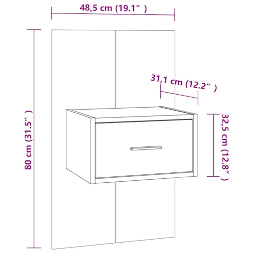 NNEVL Wall-mounted Bedside Cabinets 2 pcs Black