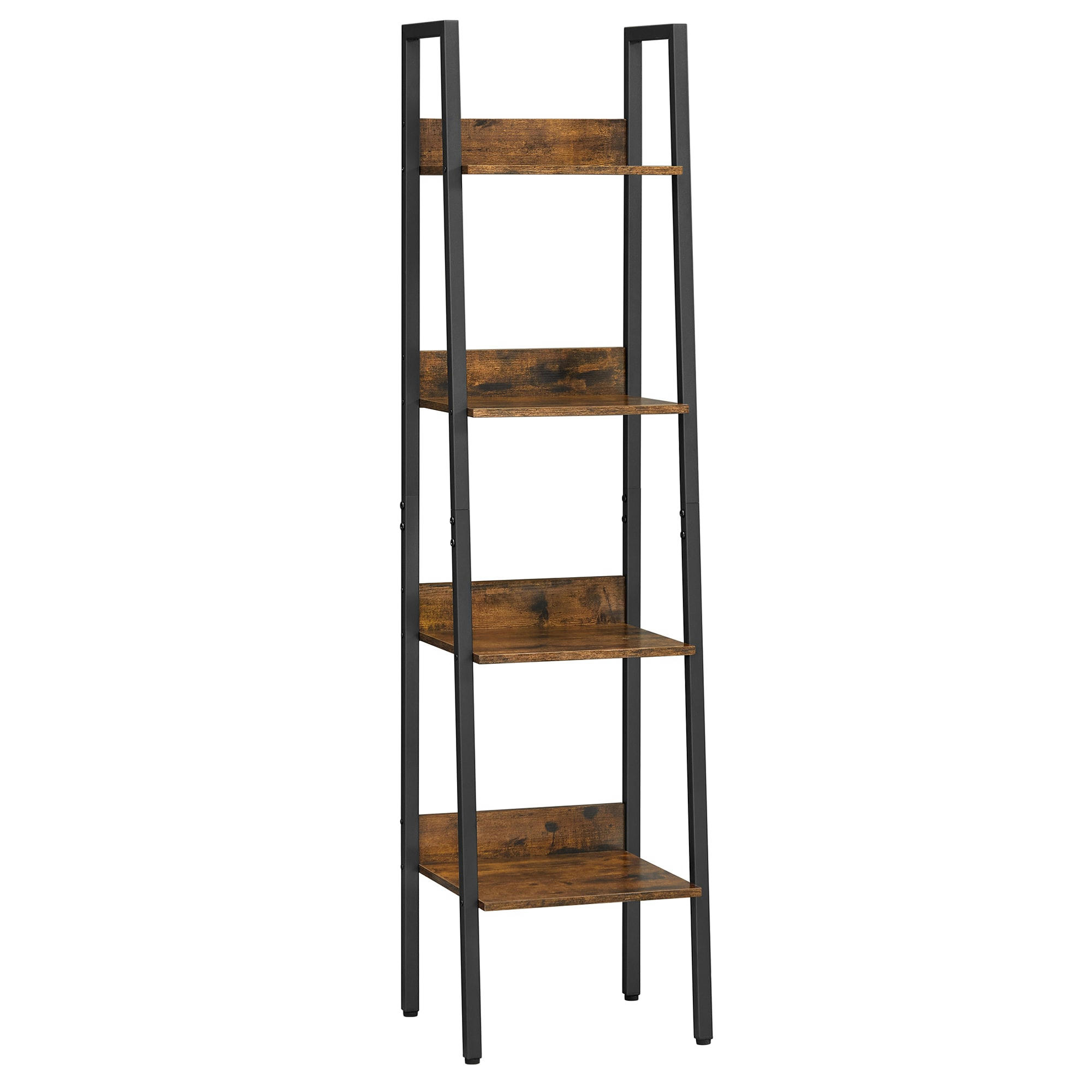 - Étagère à échelle niveaux effet bois marron rustique et noir