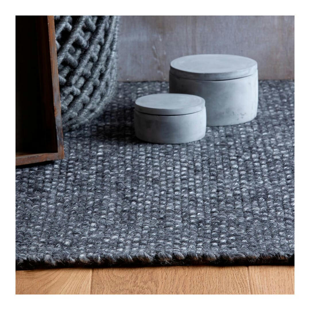 TANGURO - Tapis uni naturel en laine anthracite 200x290