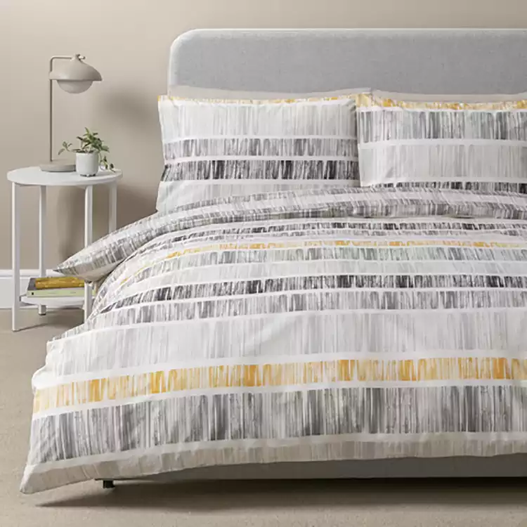 Habitat Mono Variegated Stripe Grey Bedding Set - Single