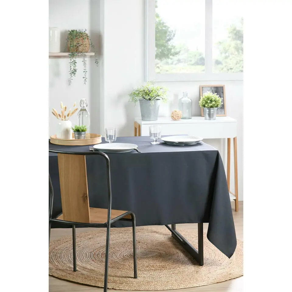 Stof Textiles Tafelkleed - 145 x 200 cm - antraciet - Tafellaken