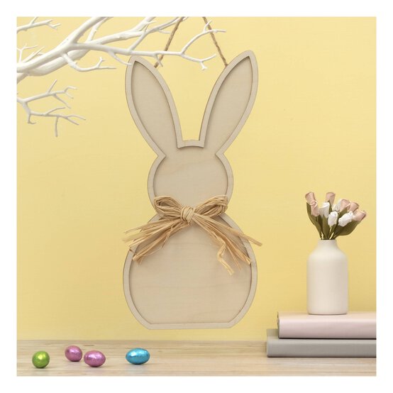 Hanging Wooden Bunny Decoration 30cm