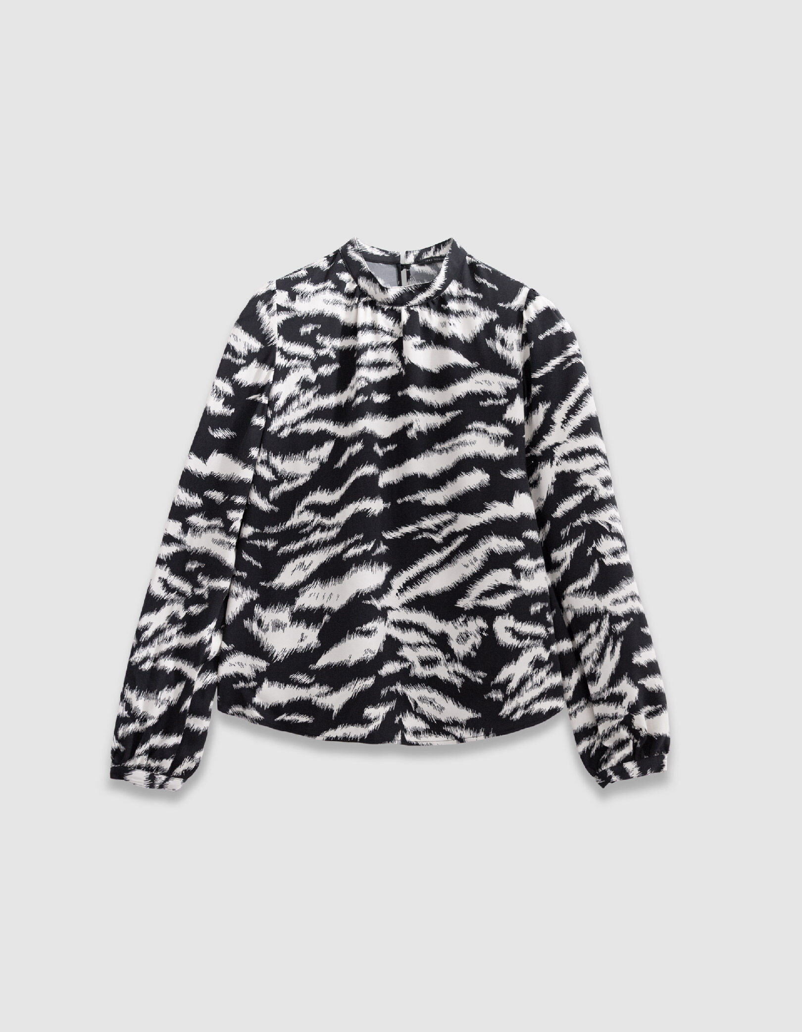 Blouse noire imprimé zèbre Femme