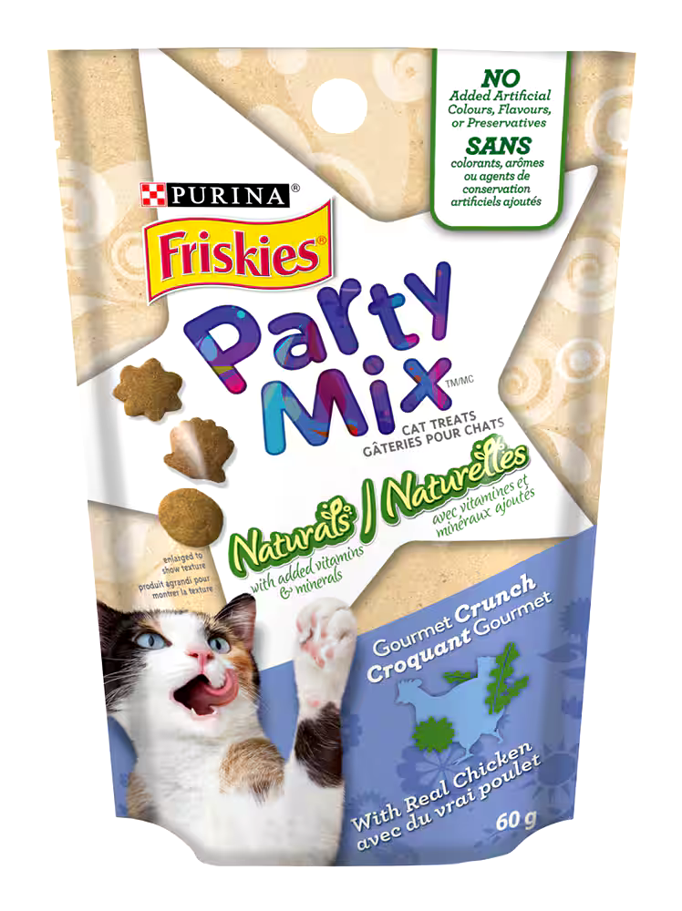 Friskies Party Mix™ Naturals Gourmet Crunch with Real Chicken Dry Cat Treats, 170-g