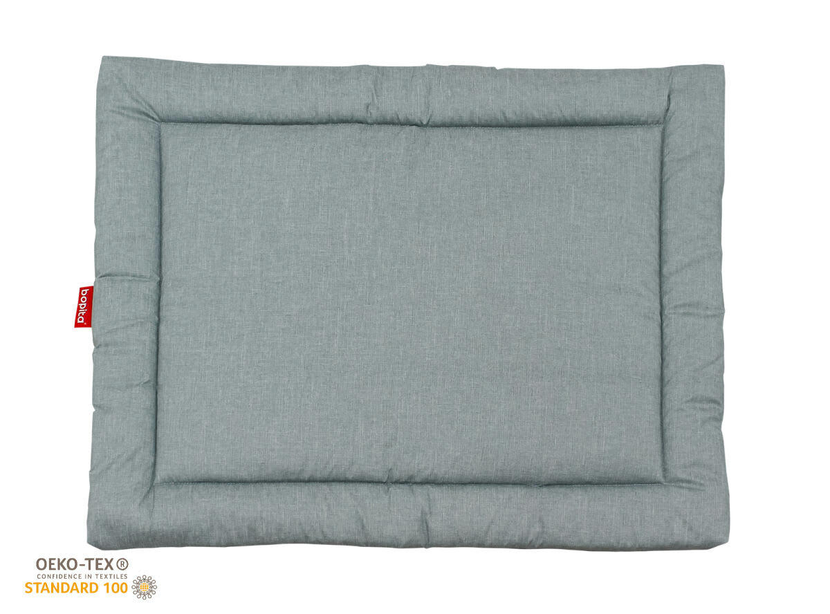 SQUARE - Tapis de parc en polyester bleu et gris