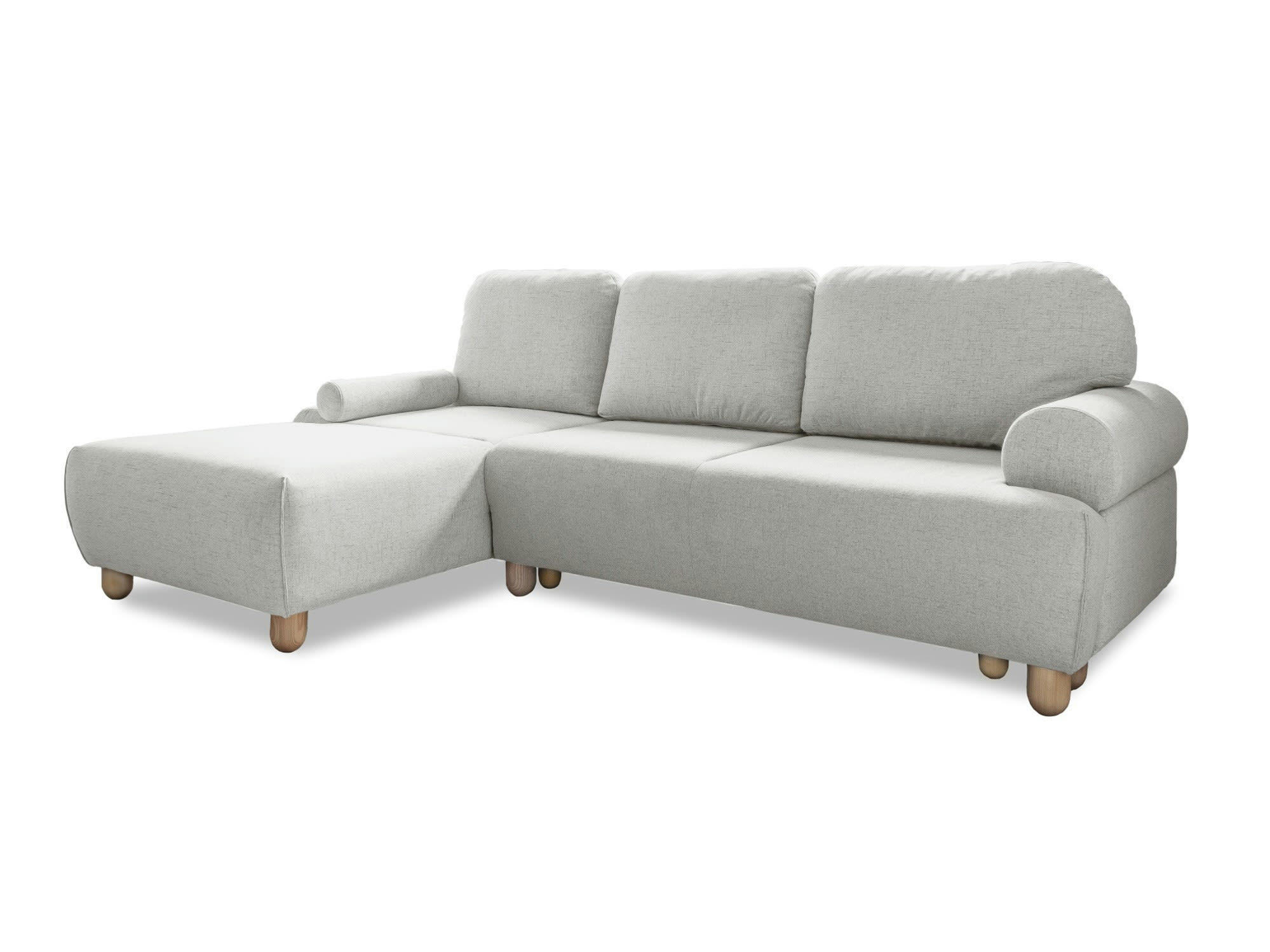 OLLI - Canapé d'angle gauche convertible 4 places en tissu beige