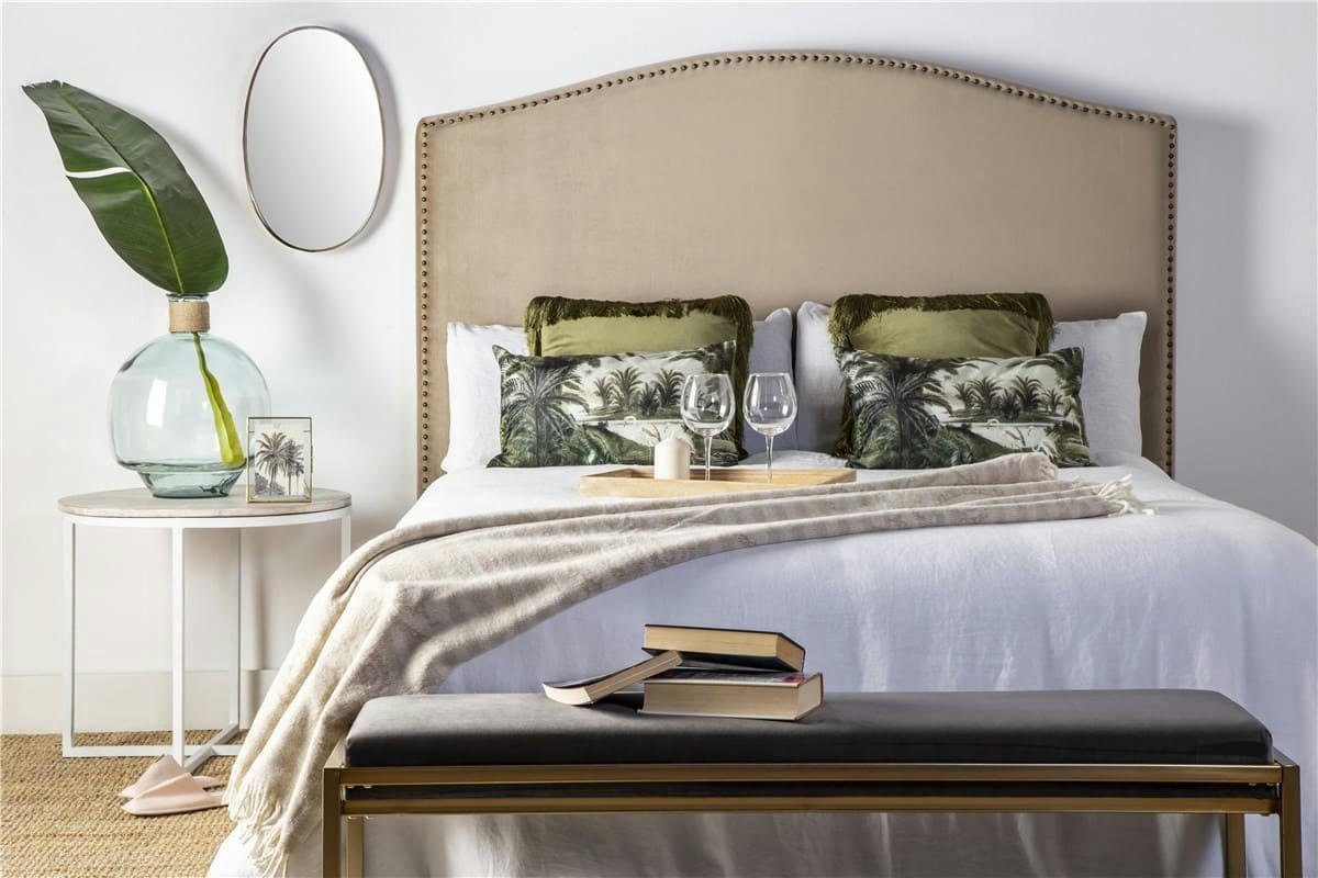 LAITON - Banc avec assise en velours gris