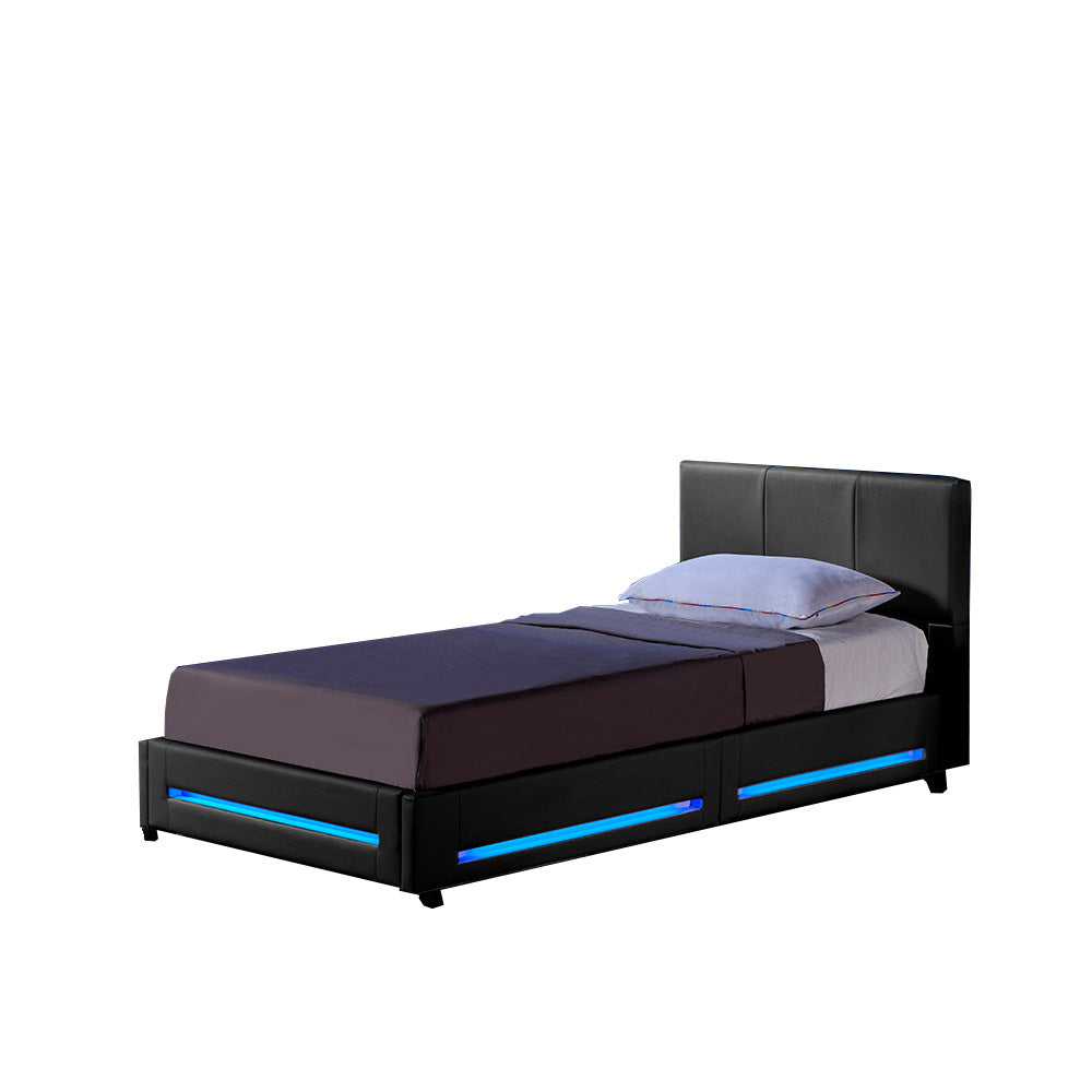 Home Deluxe LED bed ASTEROID donkergrijs 90 x 200 cm