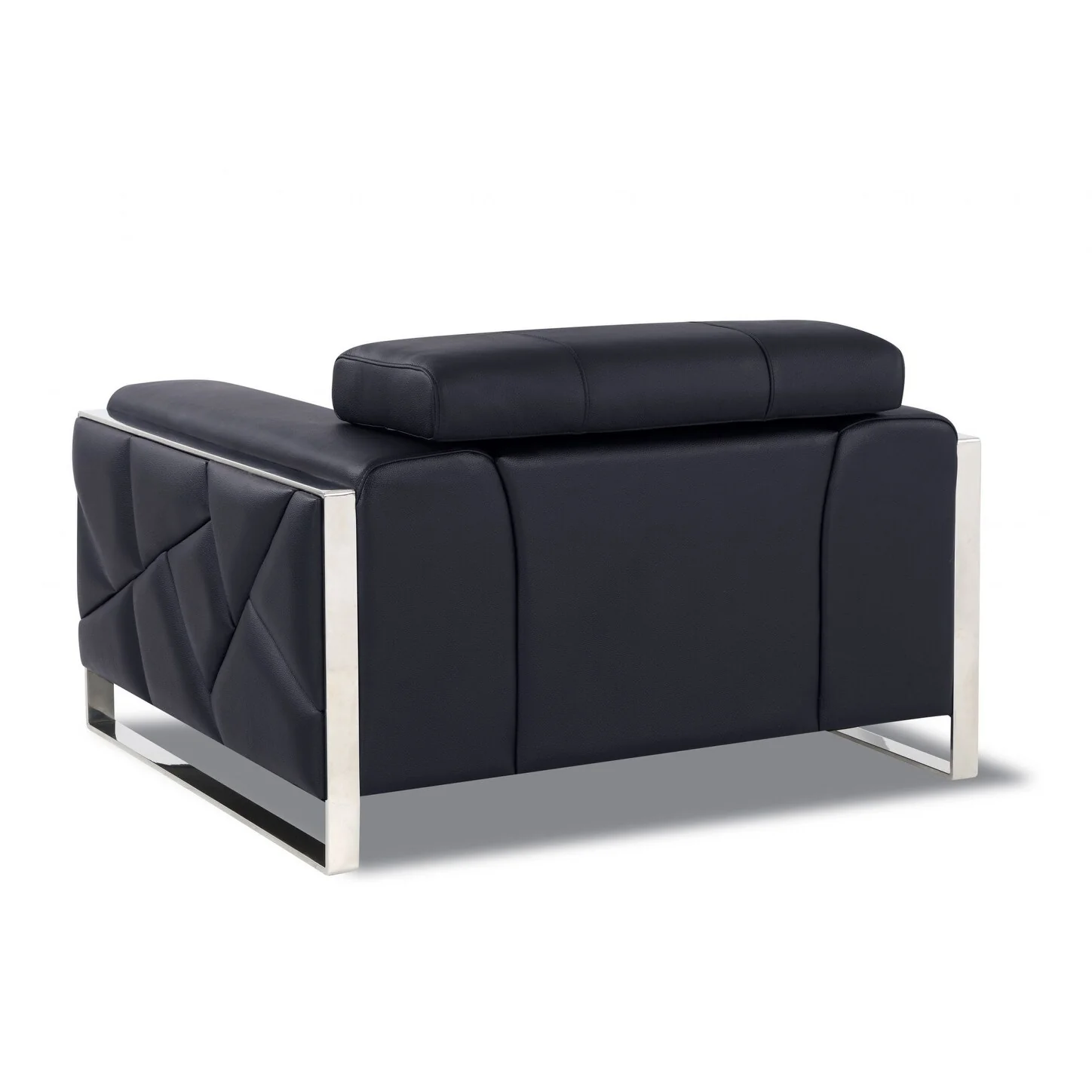 Mod Black Leather and Chrome Deco Accent Chair