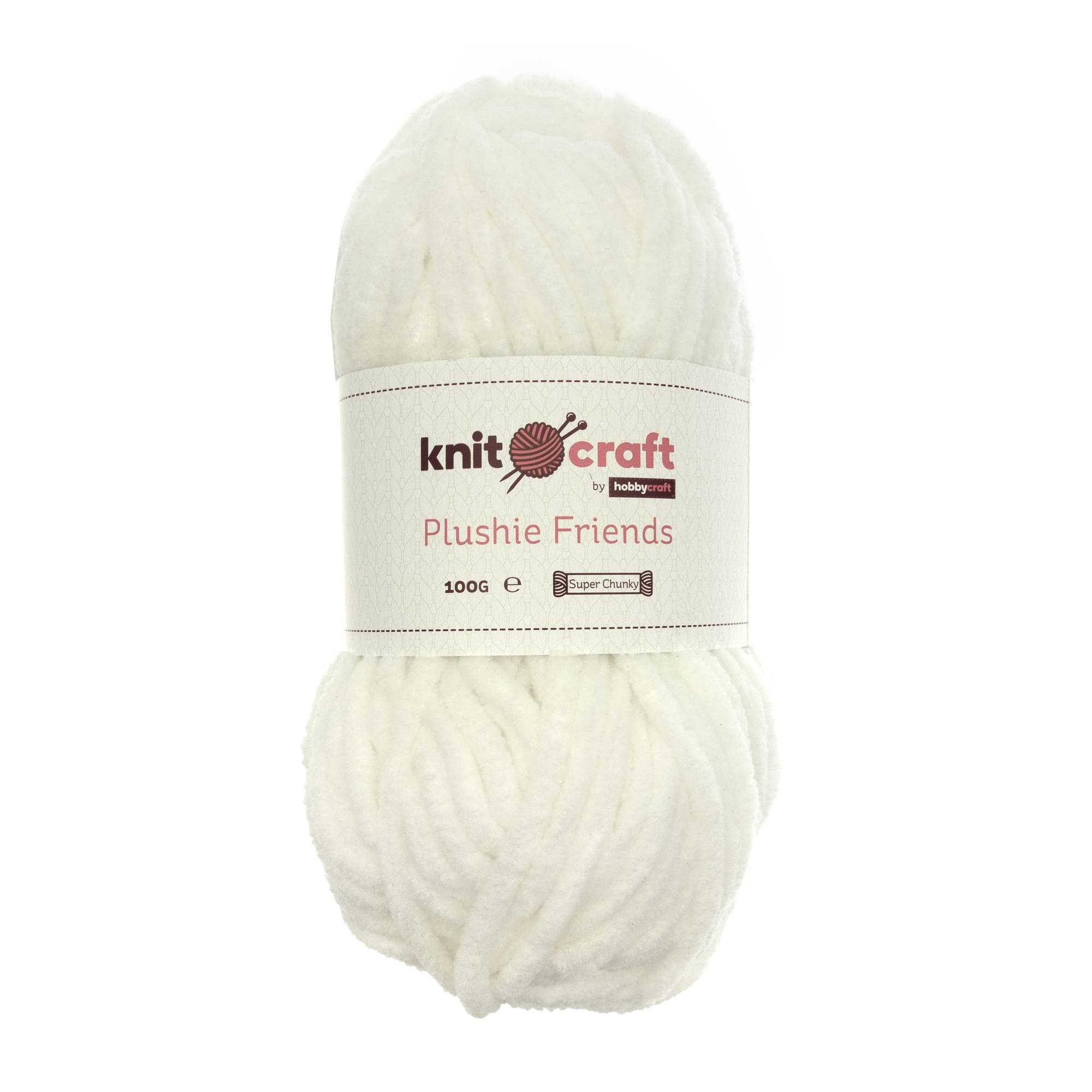 Knitcraft White Plushie Friends Yarn 100g