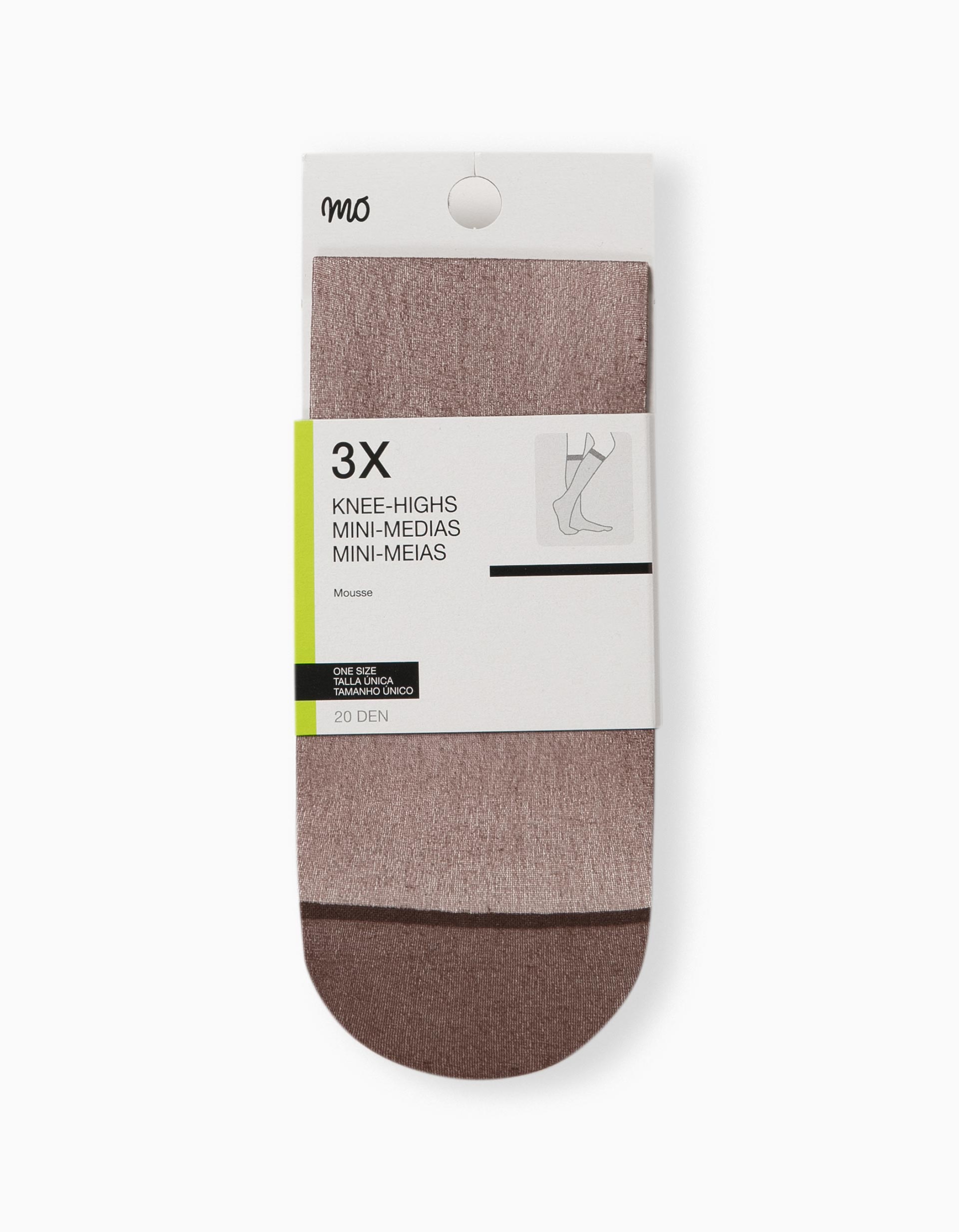 3 Mini-Meias Mousse, Mulher, Castanho