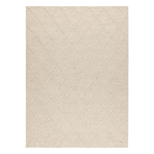 Dywan wełniany TAHAR 99001B krem - RĘCZNIE TKANY pętęlkowy, 120x180 cm