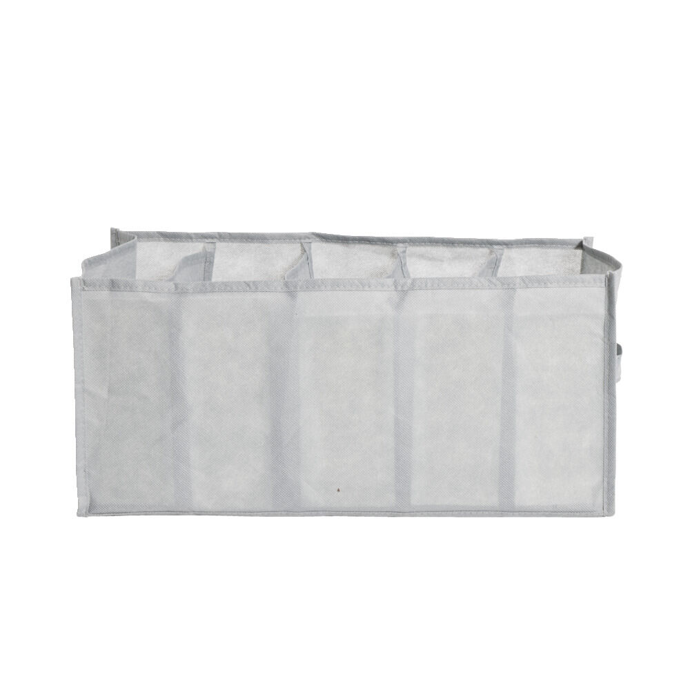 Panière de rangement dressing 5 compartiments gris 44x25xH20cm