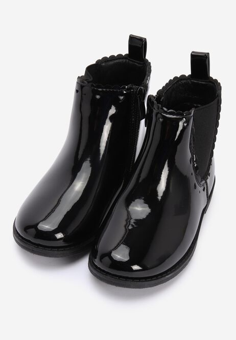 Younger Girls Black Patent Chelsea Boots