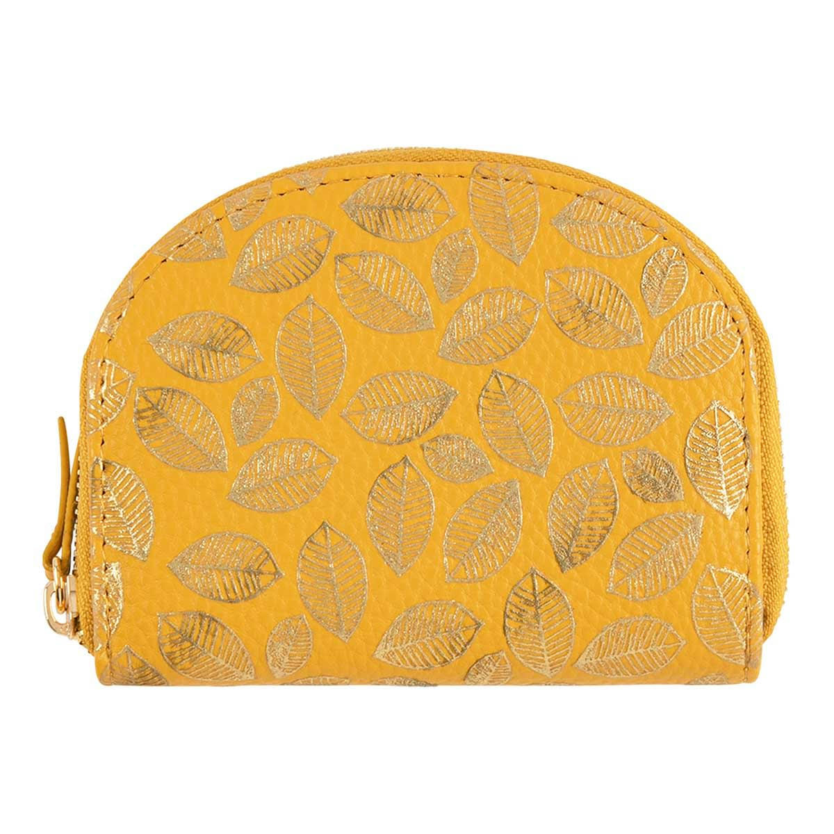 - Porte-monnaie - Feuilles Dorées - Jaune Moutarde