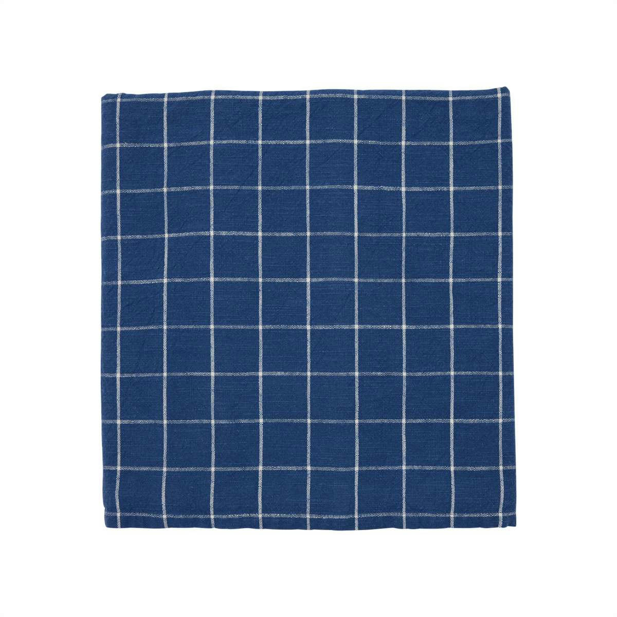 GRID - Nappe bleu en coton organique H260x140cm