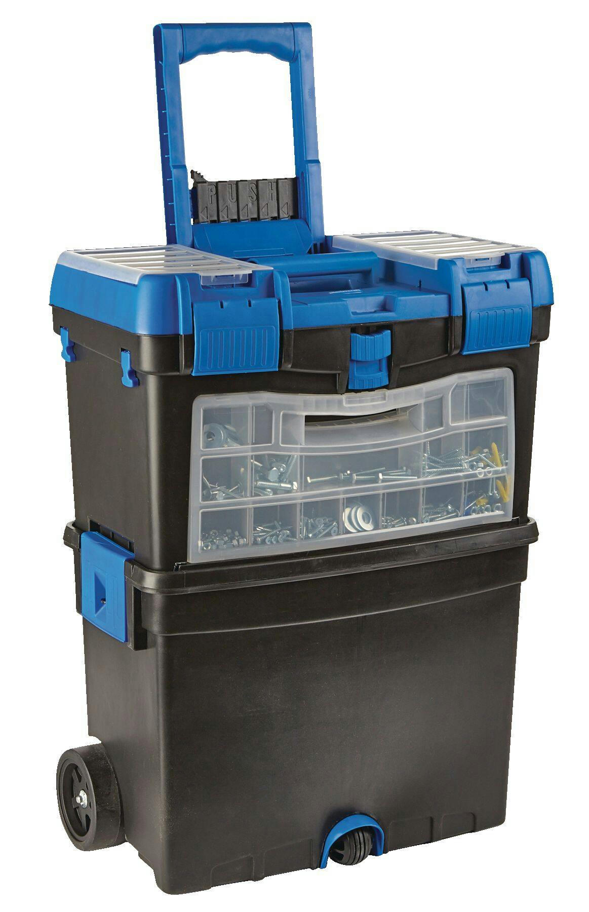 Mastercraft Vertical Portable Rolling Toolbox/Tool Storage w/ Wheels, 18x10x24-in