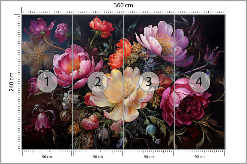 Fototapeta Abstrakcyjne Piwonie 360x240cm