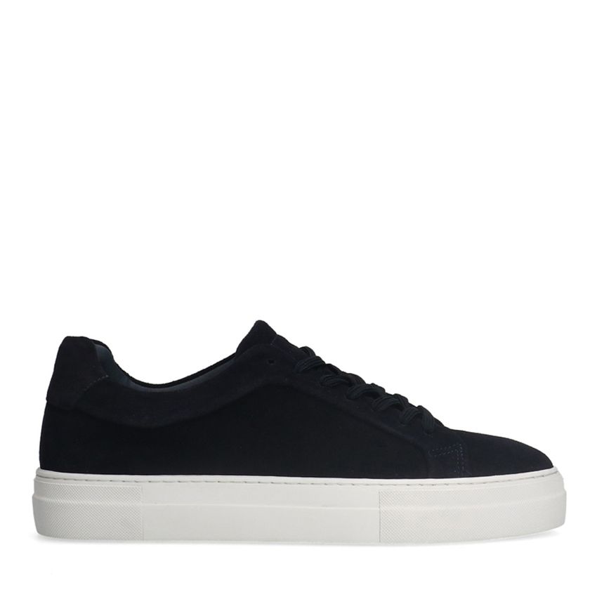 Manfield Donkerblauwe suède sneakers
