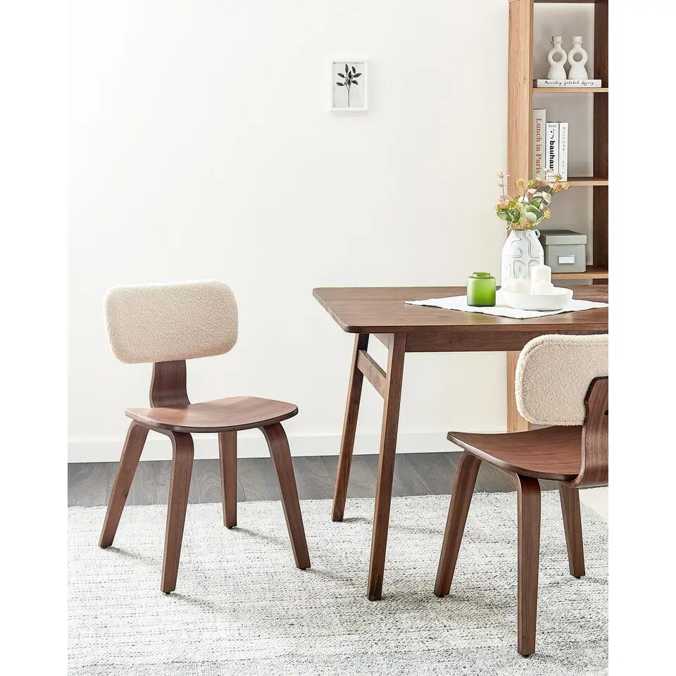 LUCINDA - Eetkamerstoel set van 2 - Donkerbruin/Lichtbeige - Boucl&eacute;