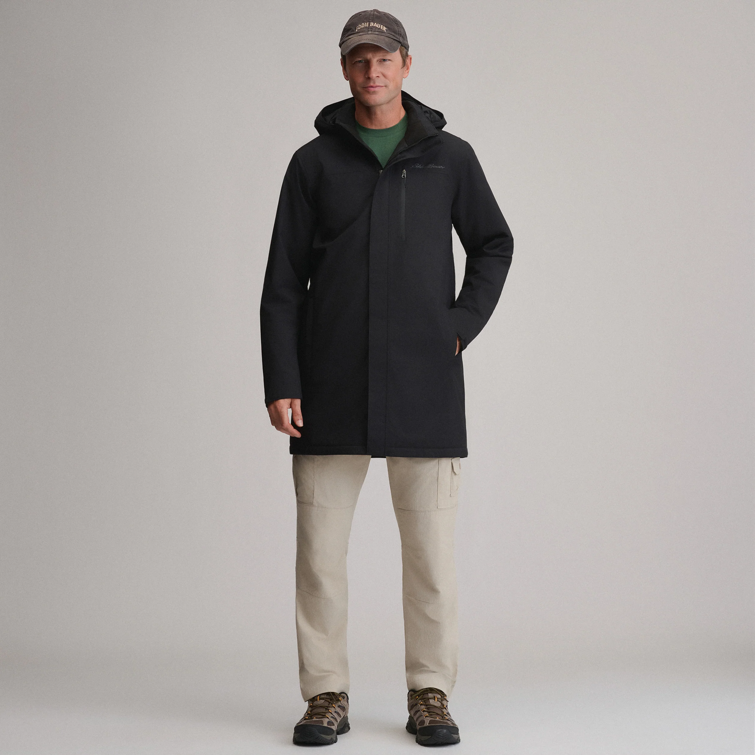 Men's Mainstay Insulated Waterproof Hooded Trench Coat