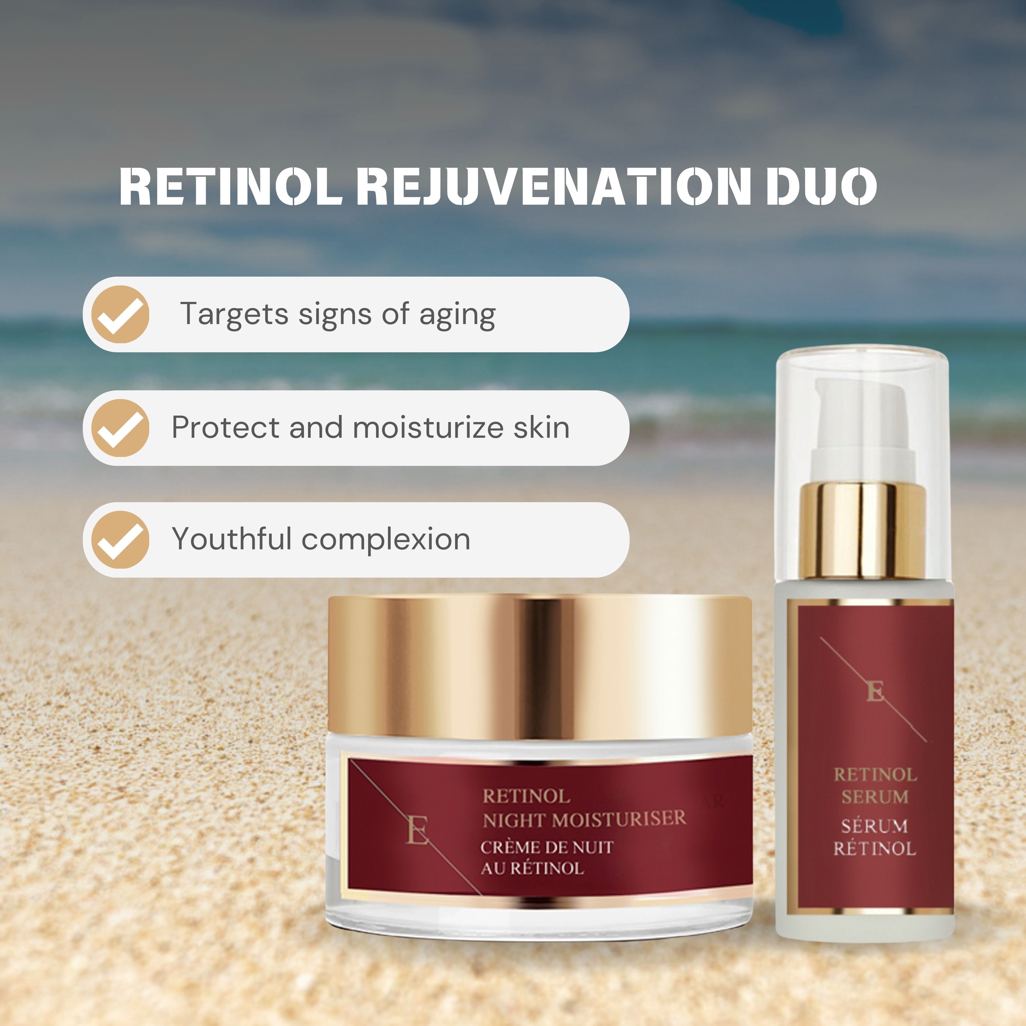 Erth Skin London Retinol Serum 30ml   Night Moisturizer 50ml – Anti-Aging Duo