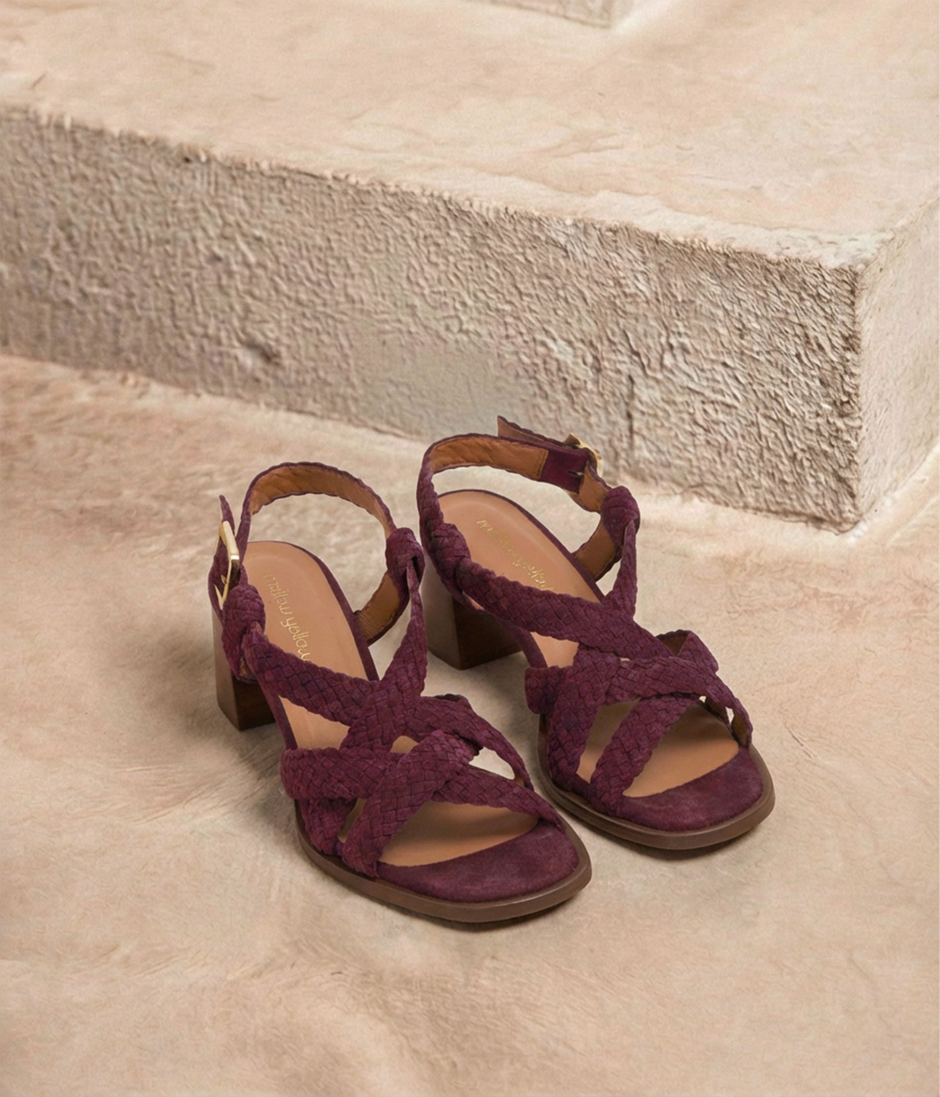 Sandales velours prune Natou