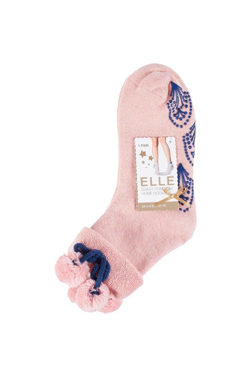 ELLE 1 Pair Wool Mix Slipper Socks with Pompoms