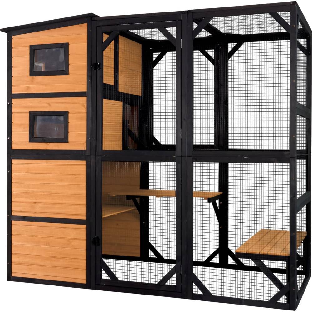Aivituvin Large Cat Catio, 4 Tiers, Weatherproof Roof, 70H x 77L