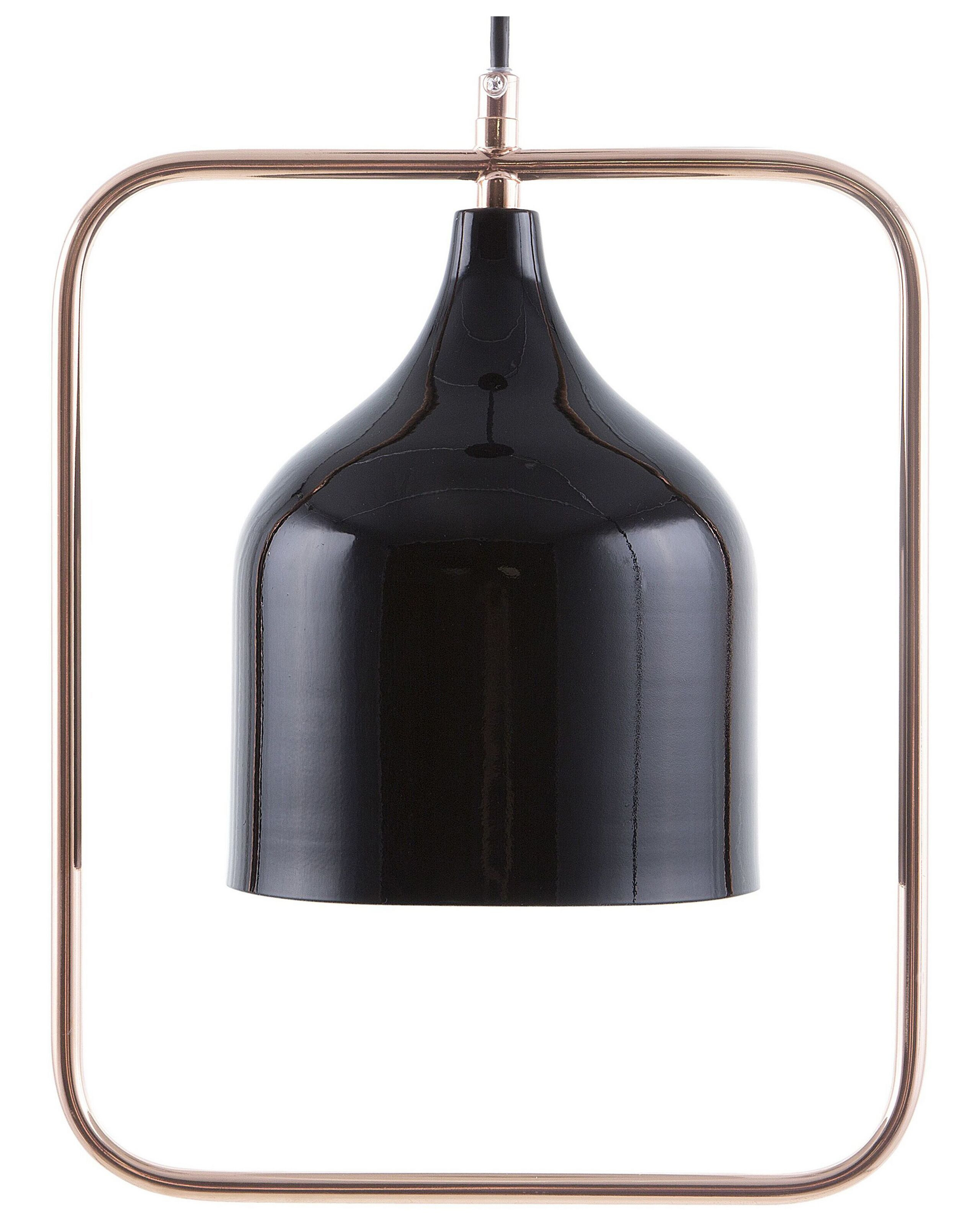 Lampa wisząca metalowa rama połysk czarna
