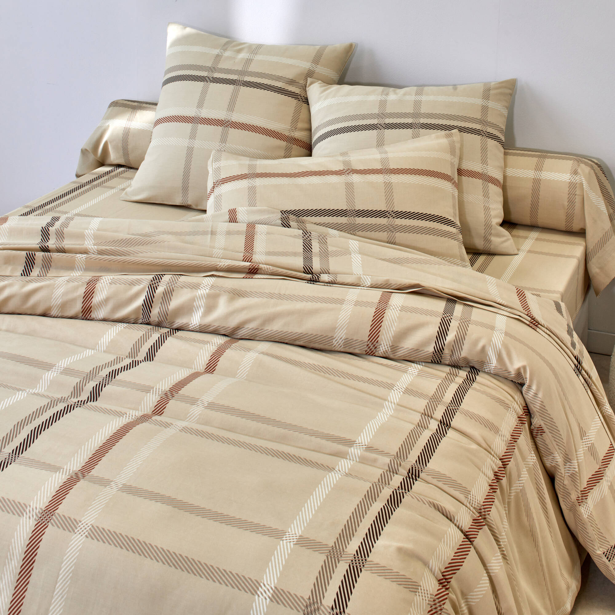 Linge de lit Karl imprimé écossais, en coton