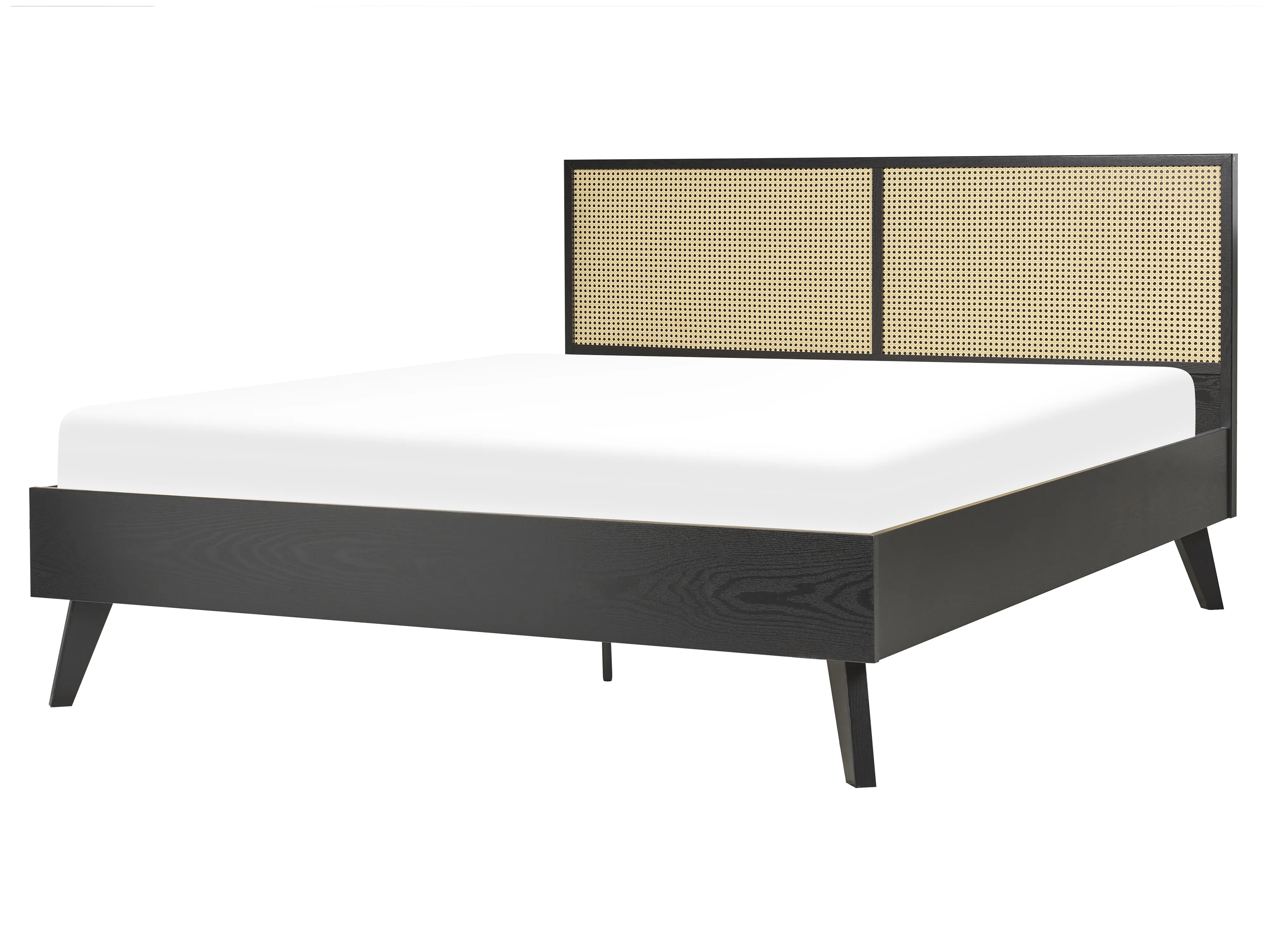 Bed Rattan MONPAZIER 140 x 200 cm (EU Double) Black