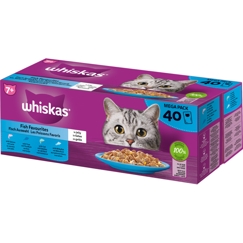 Patée pour chat 7  Les Poissons favoris en gelée 85 g 40 pièces WHISKAS