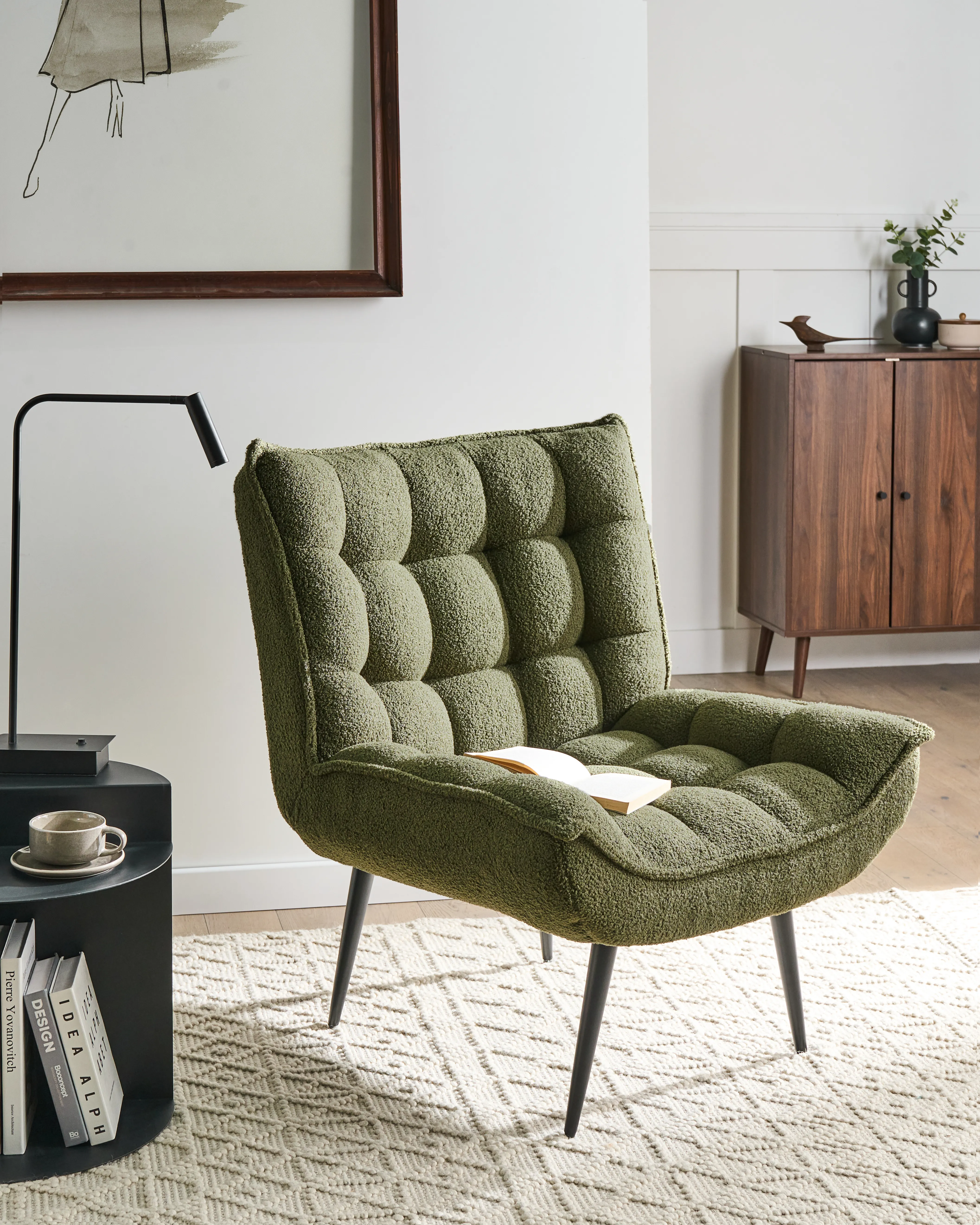 Armchair ALVESTA Boucle Dark Green