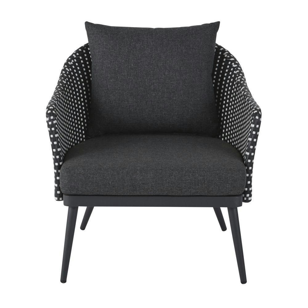Lubi Business - Fauteuil professionnel gris et noir motifs ronds blancs