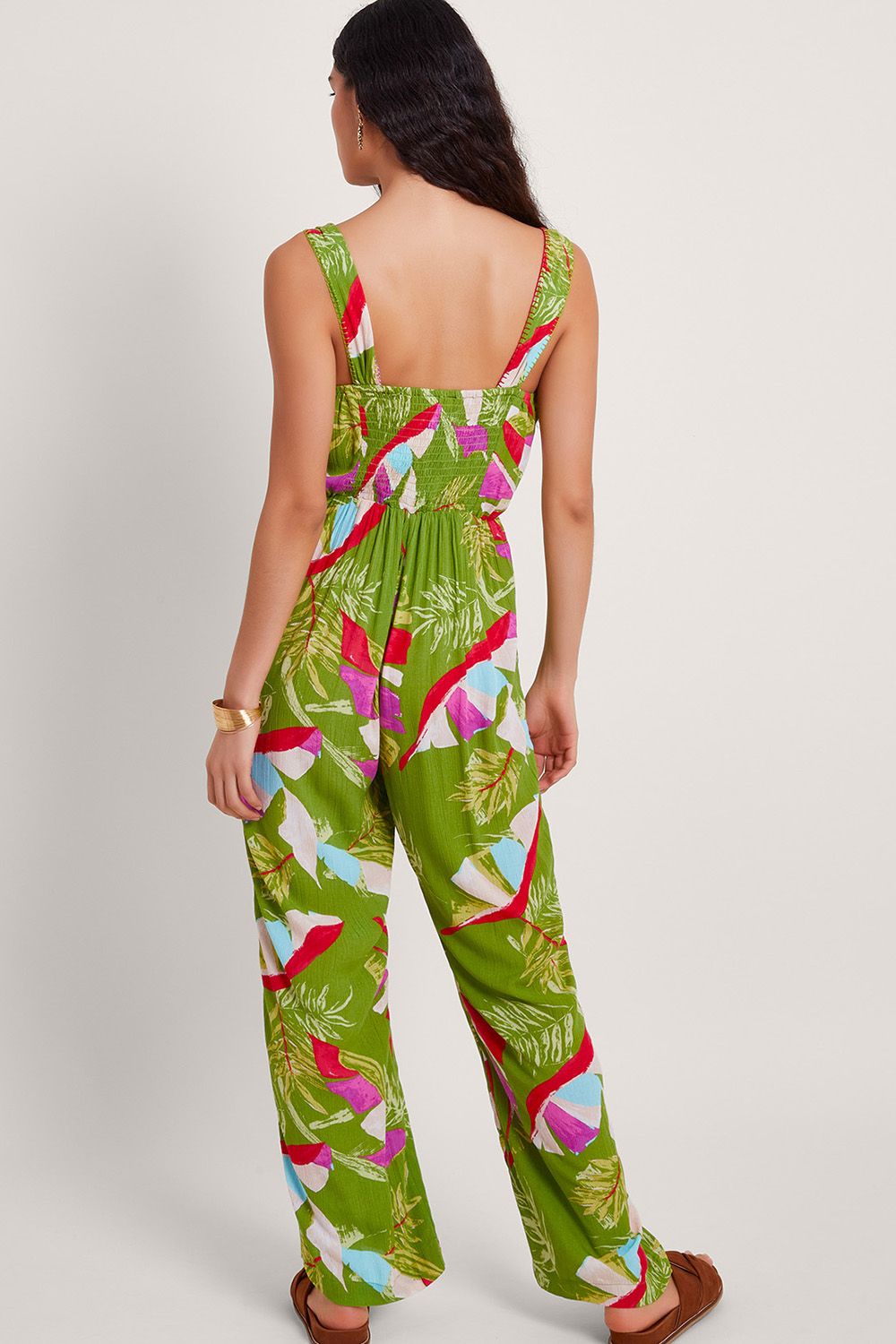Monsoon Amina Floral Jumpsuit Green