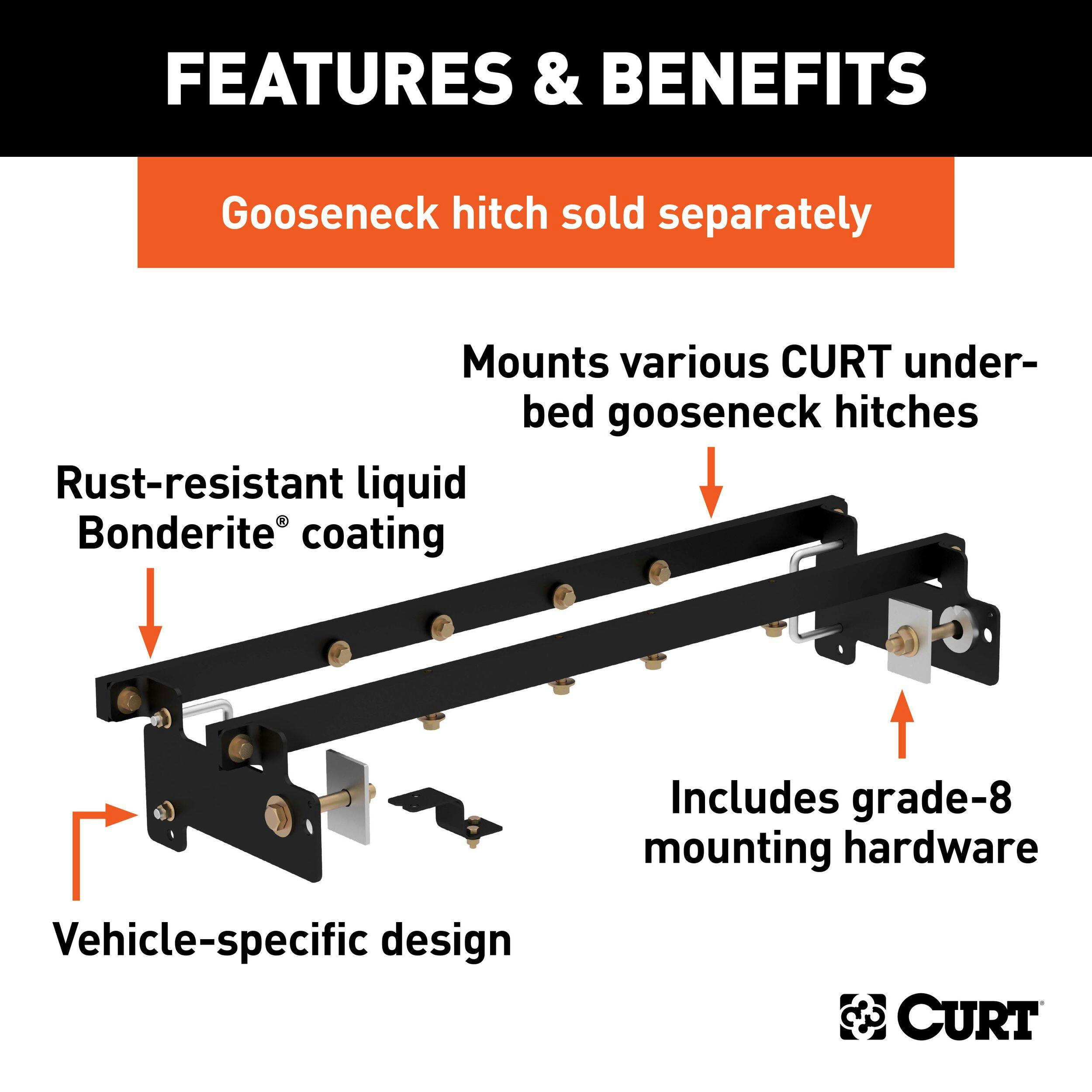 CURT Double Lock Gooseneck Bracket, Select Models