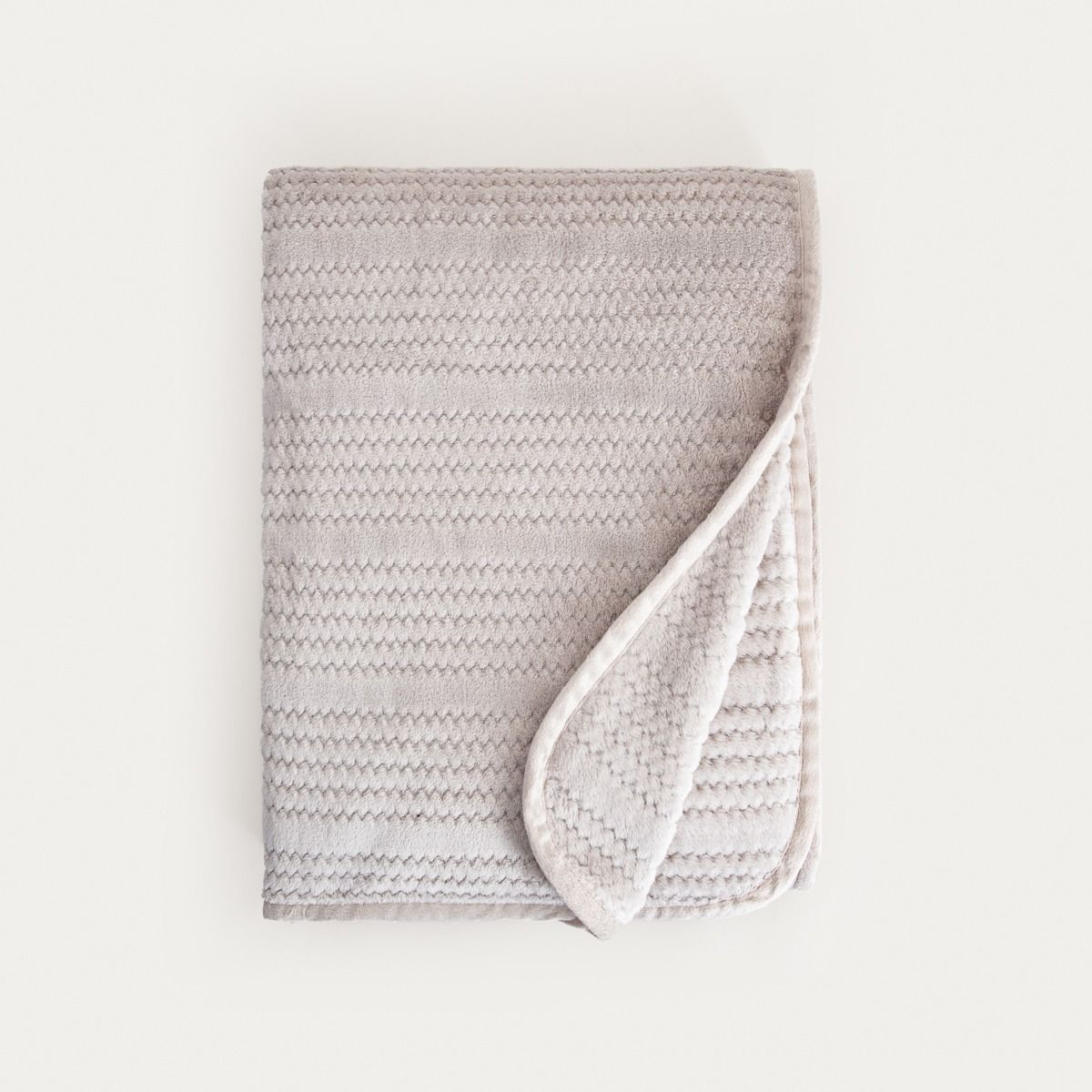 Koc MAVRO miękki szary z ozdobnym przeszyciem i lamówką 150x200cm