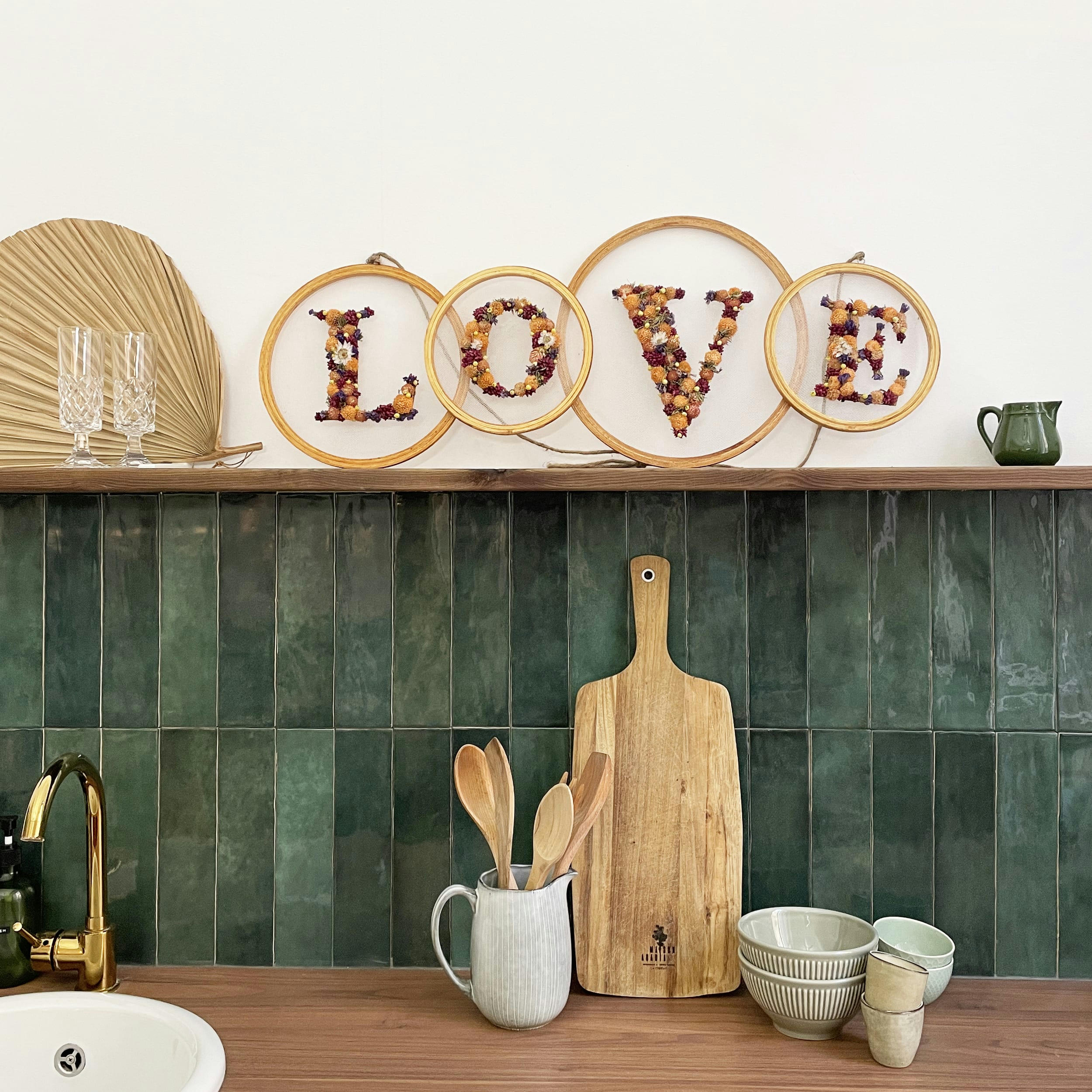 - Fleurs séchées suspension murale 86x2x33cm