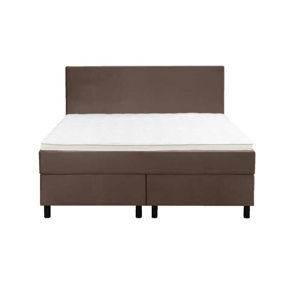 Boxspring Liv egaal - bruin - 140x200 cm - ronde poot