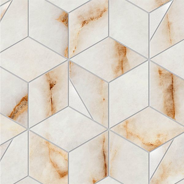 Mosaïque effet Marbre Blanc Cristallo Hexa 40,3x23,3x0,9 cm Brillant Sorvella - Mur intérieur (vendu par carton de 0,56339 m²) - R